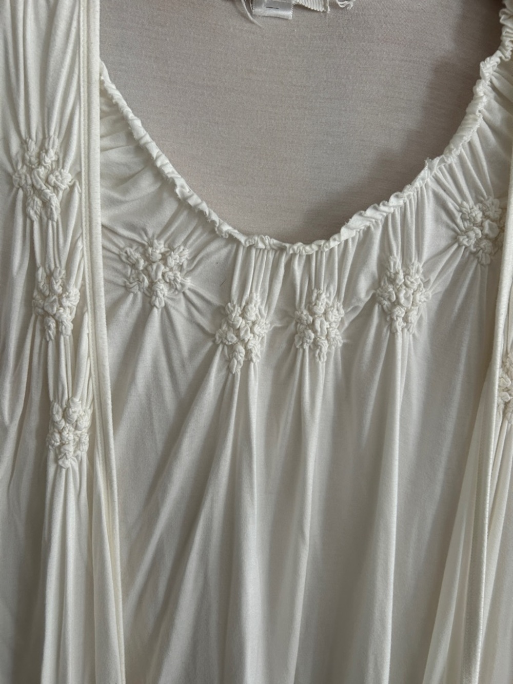 august silk Cream Smocked-Detail Blouse